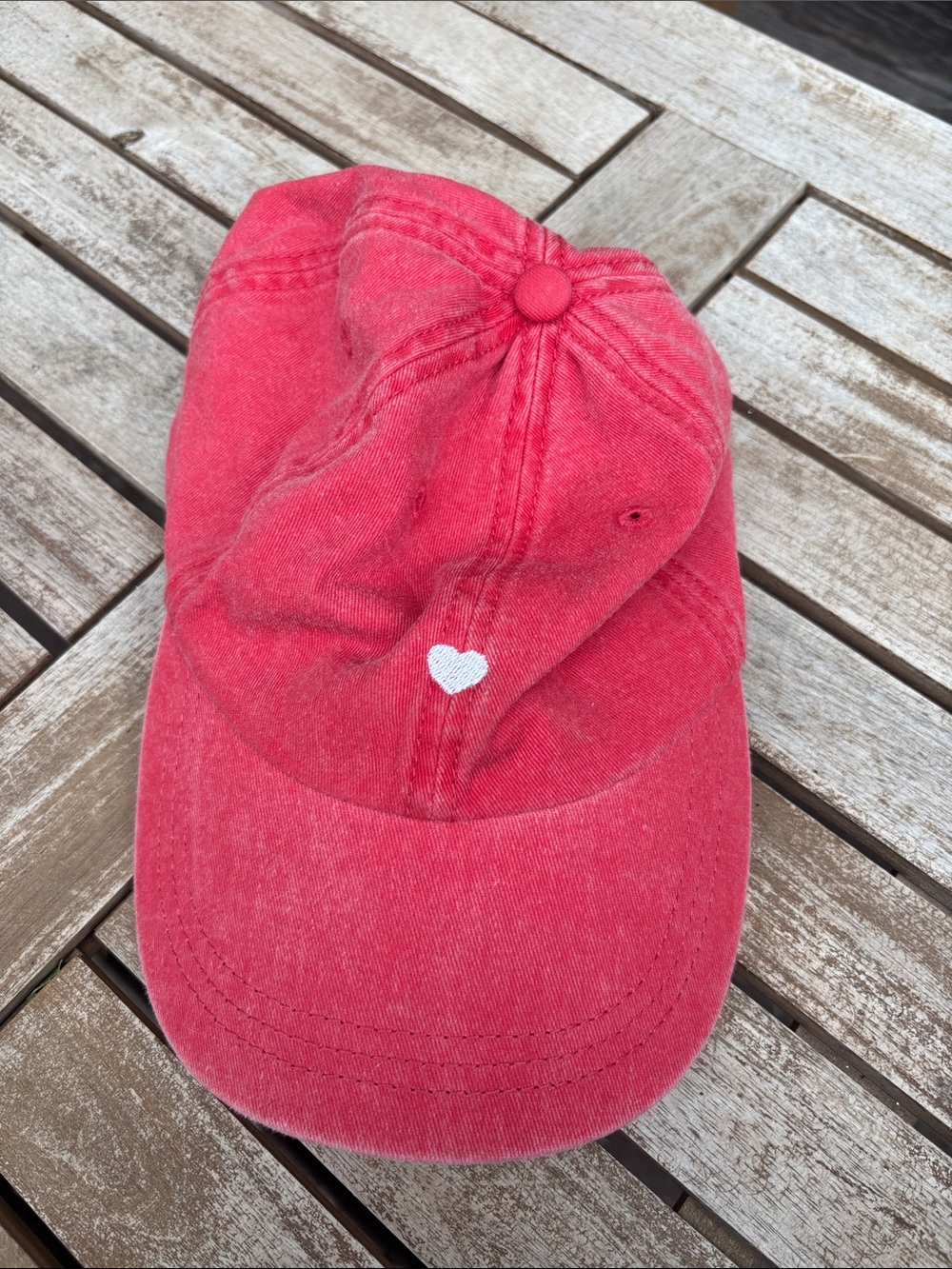dalix Red Baseball Cap with Heart Accent